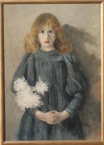 Dziewczynka z chryzantemami Kopia wg O. Boznańskiej